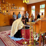 At All Saints of Alaska parish in Victoria, BC, the eve of the Dormition of the Theotokos was blessed with another baptism! Many years to the newly illumined handmaiden of Christ, Photini (Claire)!  