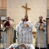 Deacon Kevin, Protodeacon Jesse & Deacon Kirill present the Holy Mysteries to the faithful