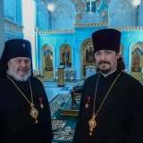 In front of the Patriarch’s chapel in his residence