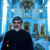 In front of the Patriarch’s chapel in his residence