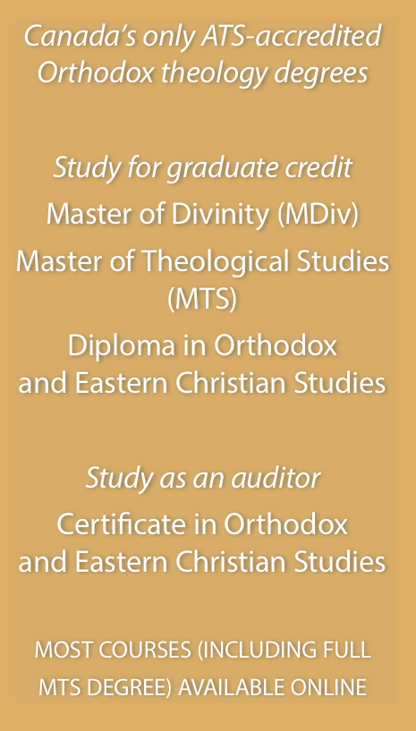 Canada's only ATS-accredited Orthodox theology degrees
